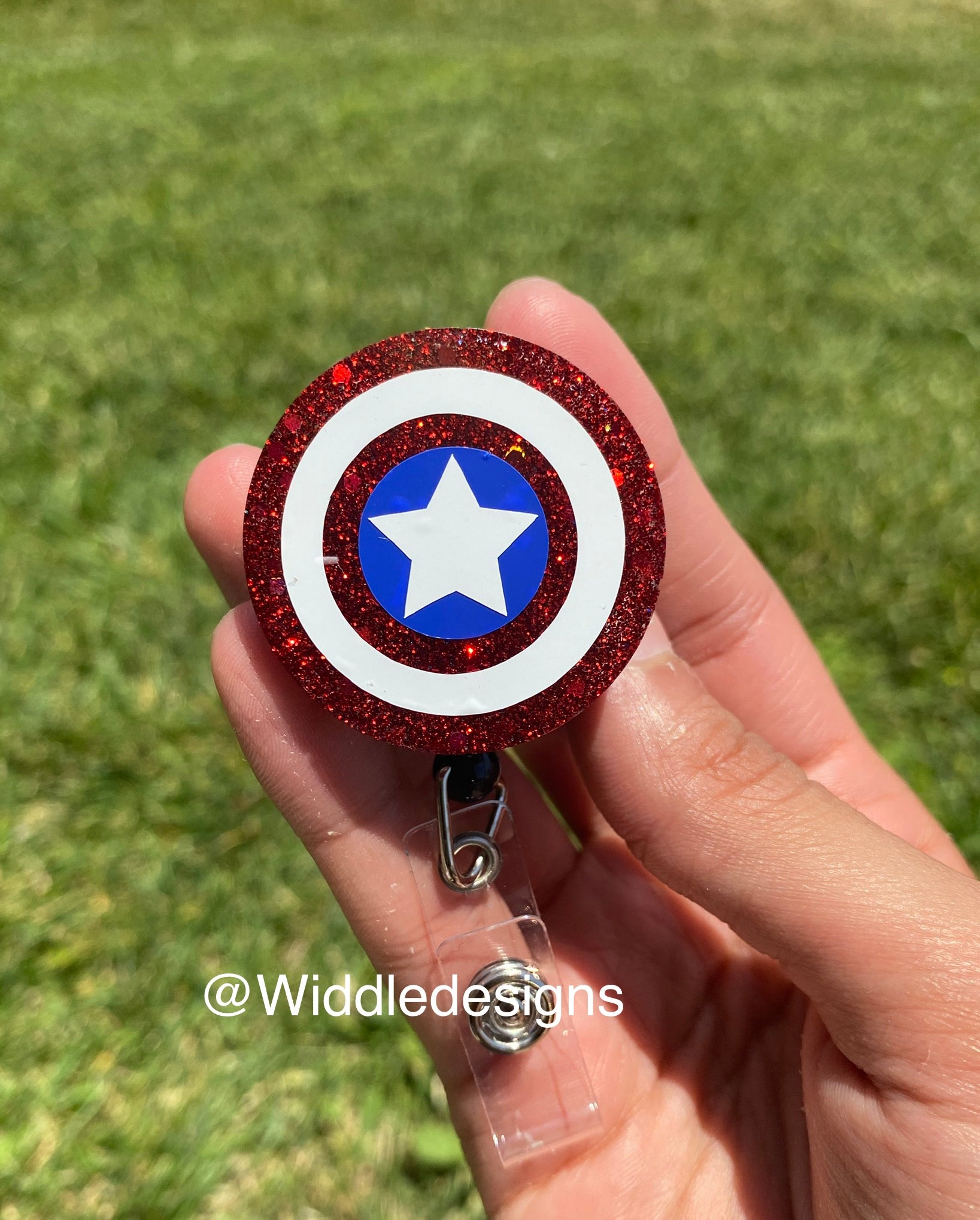 Captain superhero custom personalized frontline badge reel