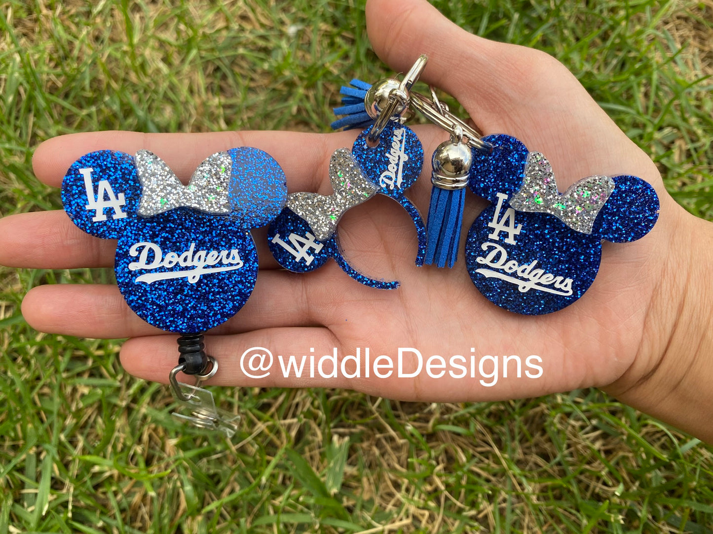 Los Angeles bleed Blue custom made keychain. Purse accessory, personalized badge reel