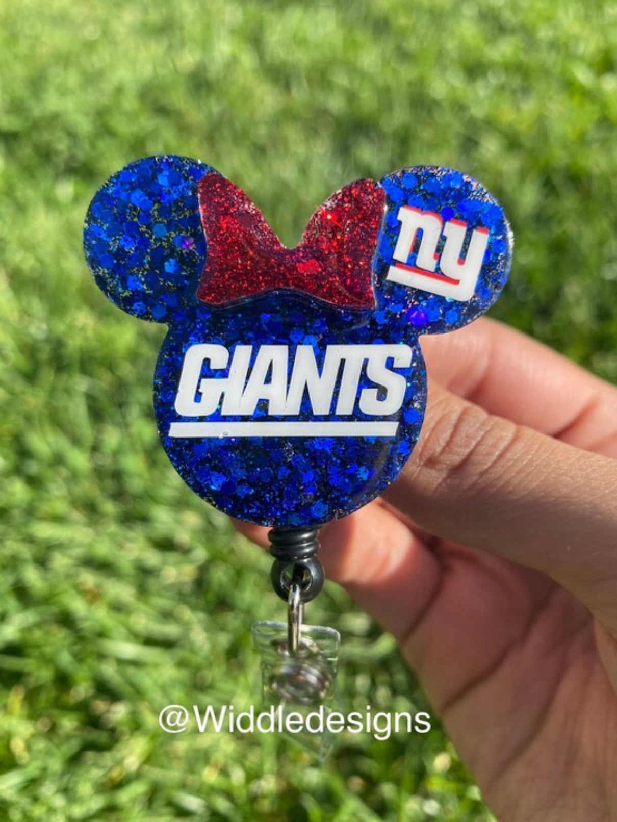 New York sports football custom mouse keychain bag accessory, personalized frontline badge reel holder