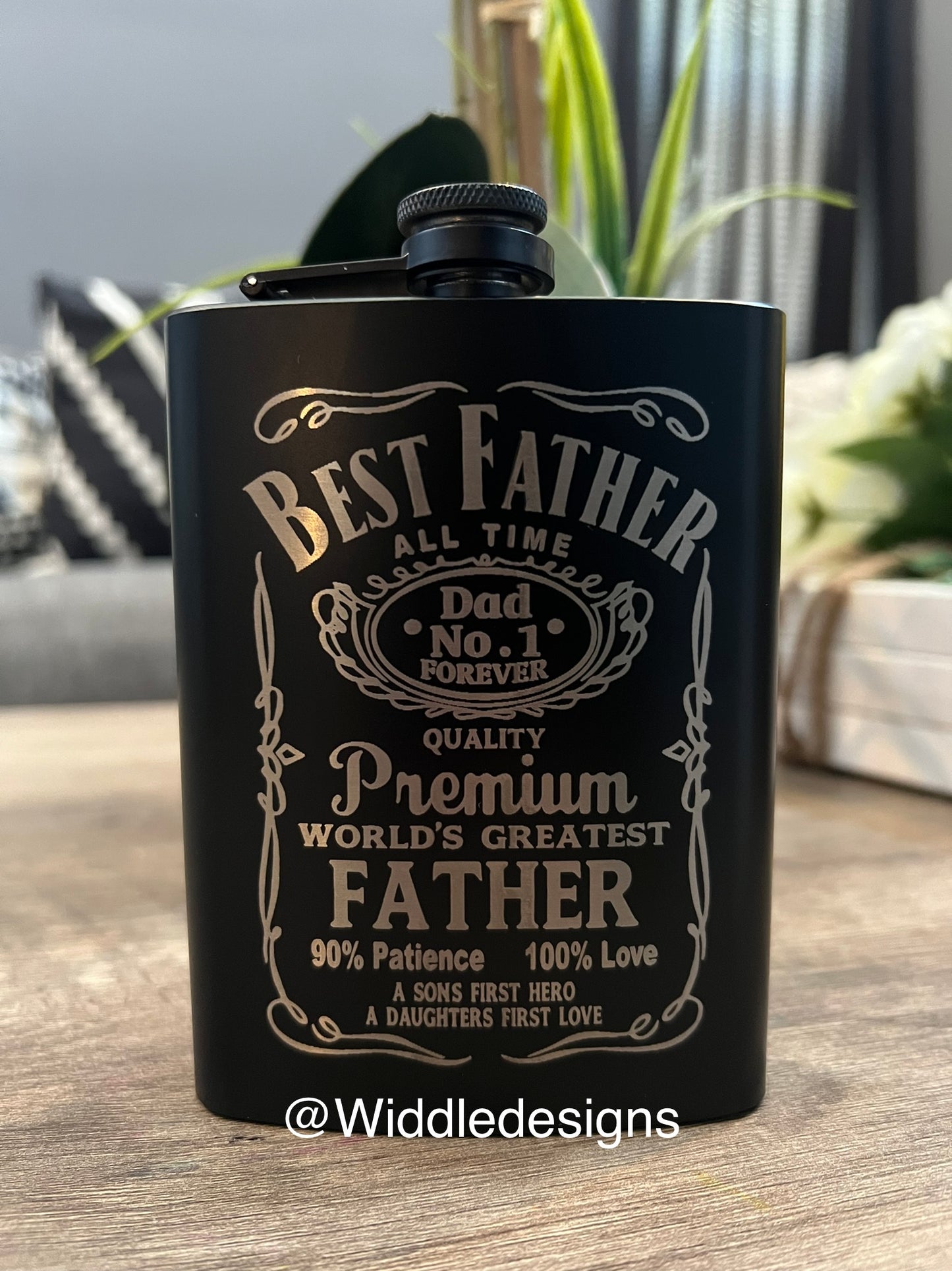 Custom engraved personalized 8oz Matte black flask