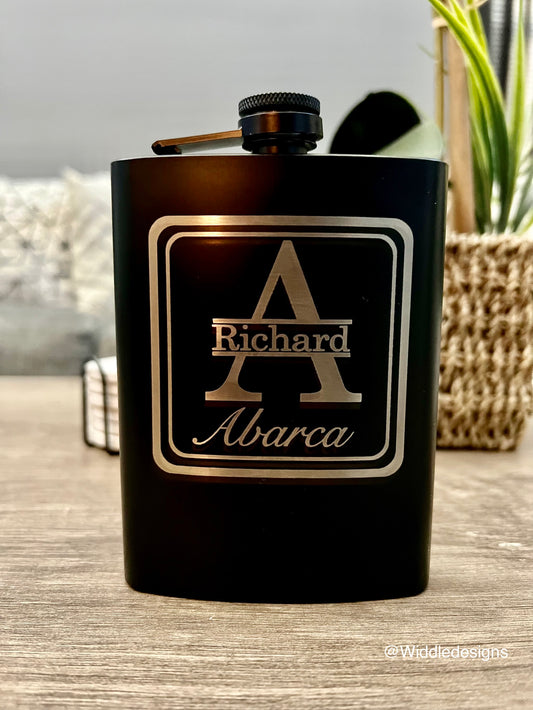 Mens, groomsman , Father’s Day 8oz custom engraved flask