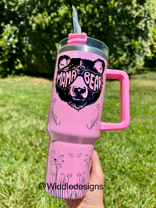 40oz Mama bear floral Tumbler